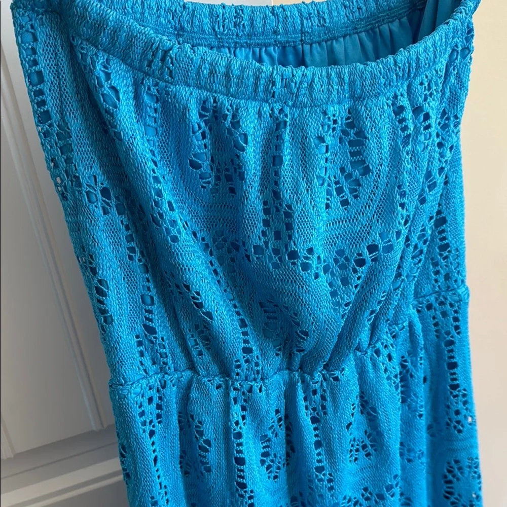 Lilly Pulitzer Elegant Blue Crochet Strapless Summer Dress Size Small - Picture 5 of 7
